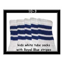 10" SKATERSOCKS white style 10-03 royal blue stripes