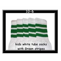 10" SKATERSOCKS white style 10-06 green stripes