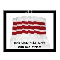 14" SKATERSOCKS white style 14-01 red stripes