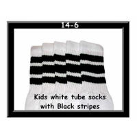 14" SKATERSOCKS white style 14-06 black stripes