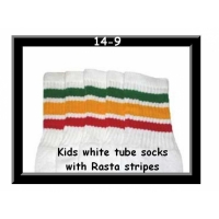 14" SKATERSOCKS white style 14-09 rasta stripes