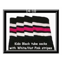 14" SKATERSOCKS black style 14-10 white/hot pink...