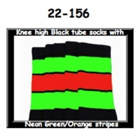 22" SKATERSOCKS black style 22-156 neon green/orange...