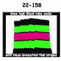 22" SKATERSOCKS black style 22-158 neon green/hot...