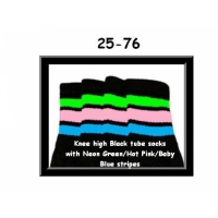 25" SKATERSOCKS black style 25-076 neon green/baby...