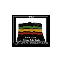 19" SKATERSOCKS black style 19-002 rasta stripes