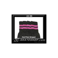 19" SKATERSOCKS black style 19-055 hot pink stripes 