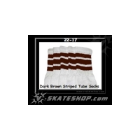 22" SKATERSOCKS white style 22-017 dark brown stripes