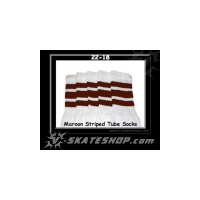 22" SKATERSOCKS white style 22-018 maroon stripes