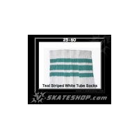 25" SKATERSOCKS white style 25-060 teal stripes