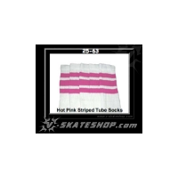 25" SKATERSOCKS white style 25-063 hot pink stripes 