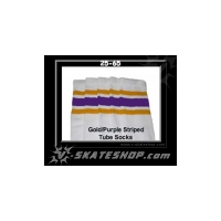 25" SKATERSOCKS white style 25-065 gold/purple stripes 