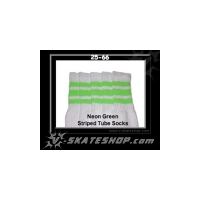 25" SKATERSOCKS white style 25-066 neon green stripes