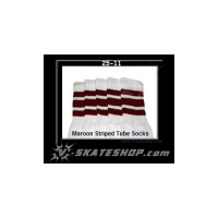 25" SKATERSOCKS white style 25-011 maroon stripes 