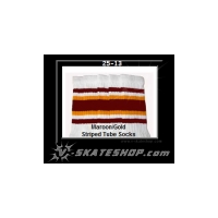 25" SKATERSOCKS white style 25-013 maroon/gold stripes 
