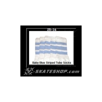 25" SKATERSOCKS white style 25-016 baby blue stripes