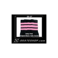 25" SKATERSOCKS black style 25-027 baby pink stripes