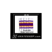 25" SKATERSOCKS white style 25-041 purple/gold stripes 