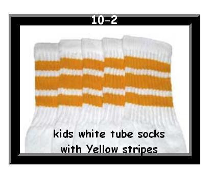 10" SKATERSOCKS white style 10-02 yellow stripes