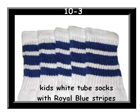 SKATERSOCKS 10" white style 10-03 royal blue stripes