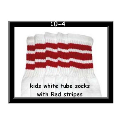 10 SKATERSOCKS white style 10-04 red stripes