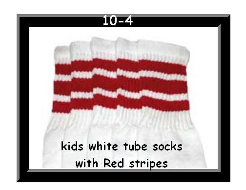10" SKATERSOCKS white style 10-04 red stripes