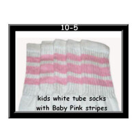 10" SKATERSOCKS white style 10-05 baby pink stripes