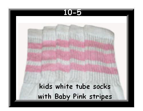 10" SKATERSOCKS white style 10-05 baby pink stripes