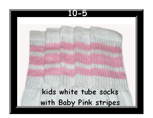 SKATERSOCKS 10" white style 10-05 baby pink stripes