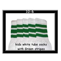 10" SKATERSOCKS white style 10-06 green stripes