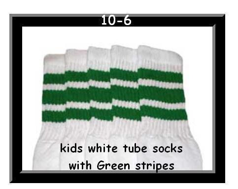 SKATERSOCKS 10" white style 10-06 green stripes