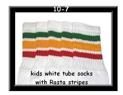 SKATERSOCKS 10" white style 10-07 rasta stripes