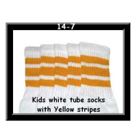 14" SKATERSOCKS white style 14-07 yellow stripes