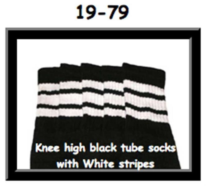 19" SKATERSOCKS black style 19-079 white stripes 