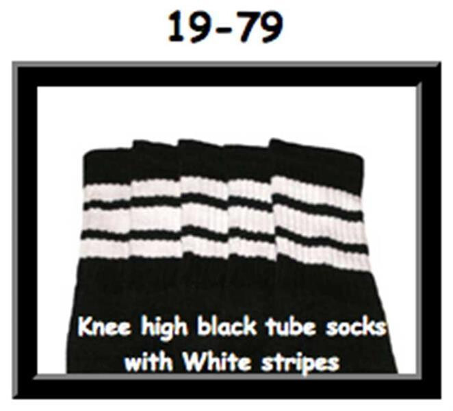 SKATERSOCKS 19" black style 19-079 white stripes