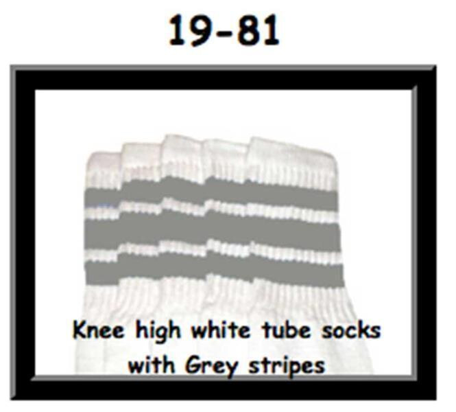 SKATERSOCKS 19" white style 19-081 grey stripes