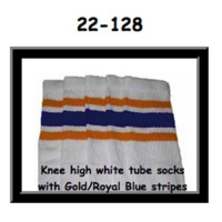 22" SKATERSOCKS white style 22-128 gold/royal blue...