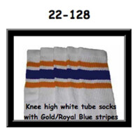 SKATERSOCKS 22" white style 22-128 gold/royal blue...