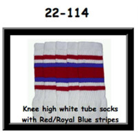 22 SKATERSOCKS white style 22-114 red/royal blue stripes 