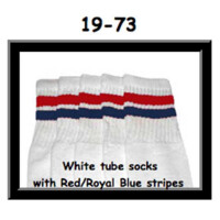 SKATERSOCKS 19" white style 19-073 red/royal blue...
