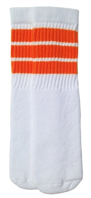10" SKATERSOCKS white style 10-14 orange stripes