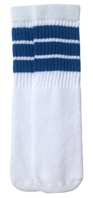 SKATERSOCKS 10" white style 10-3 royal blue  stripes