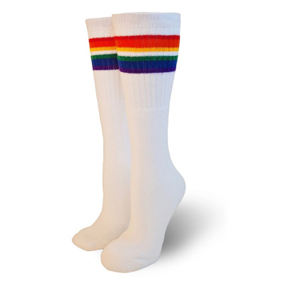 35" PRIDESOCKS white style FEARLESS- Knee High Tube Socks