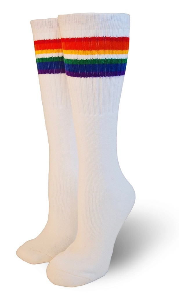 35" PRIDESOCKS white style LOVE-Rainbow High Tube Socks