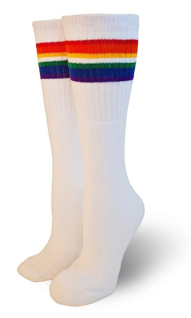 PRIDESOCKS 35" white style LOVE-Rainbow High Tube Socks