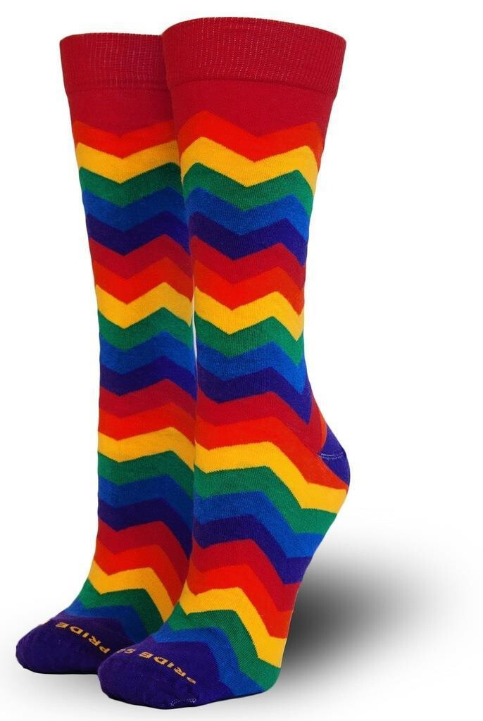 PRIDESOCKS Mens Crew Socks  ZigZag one size