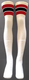 SKATERSOCKS 35" white style 35-45 red/black stripes