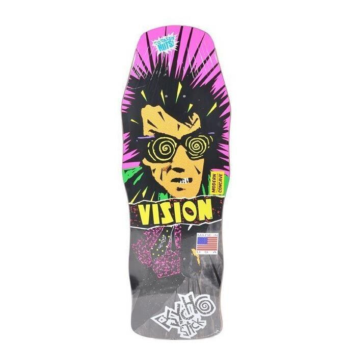 Vision Deck Psycho Stick Stain Veneer modern concave Old School Skateboard 30" x 10" Black