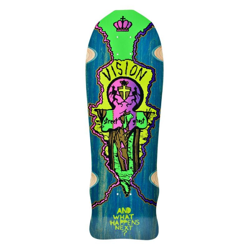 Vision Street Old Ghost- Old School Skateboard Deck 29.5"x 9.75" Blue Stain