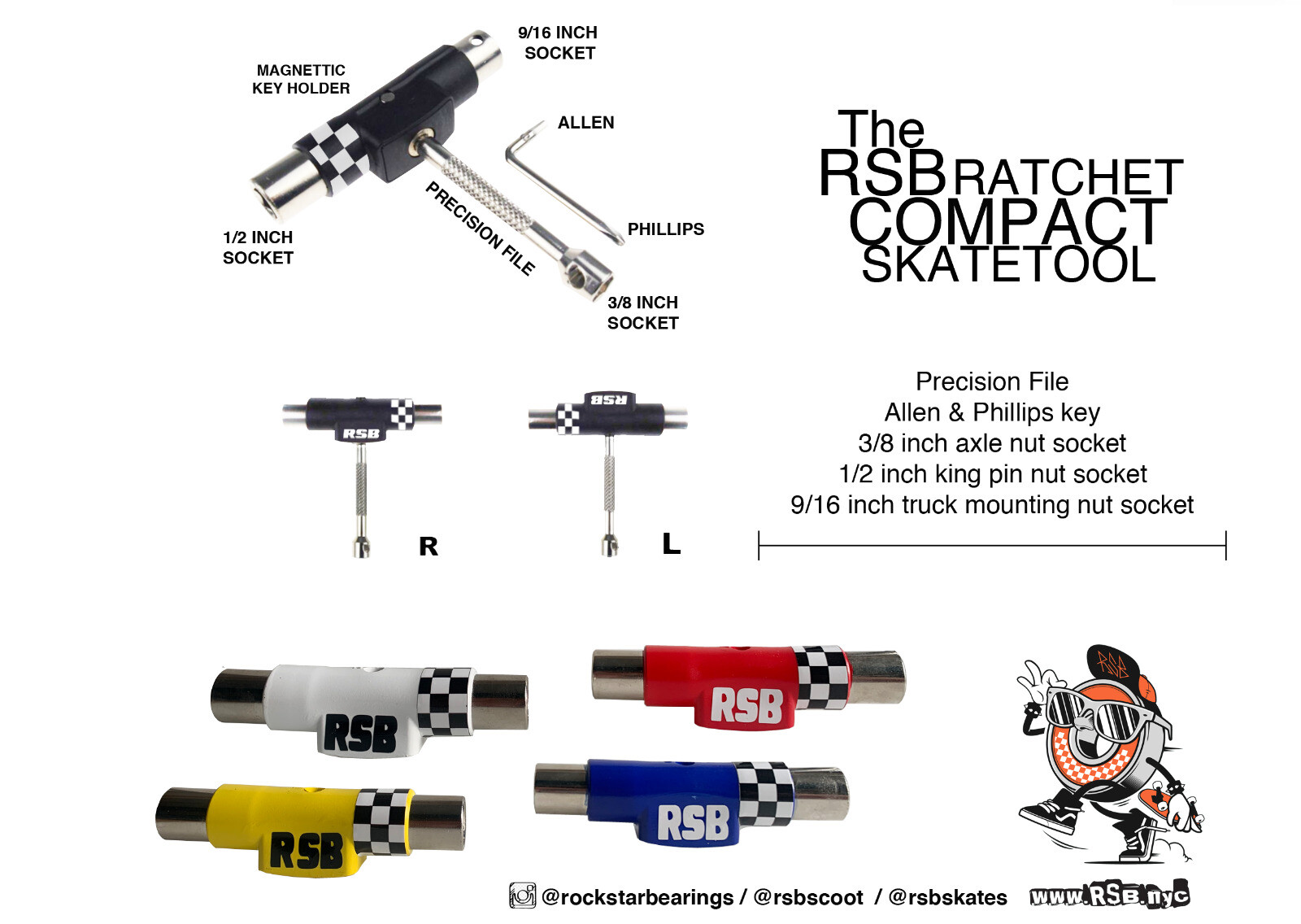Rock Star Bearings Skateboard Tool Ratchet für Montagemuttern